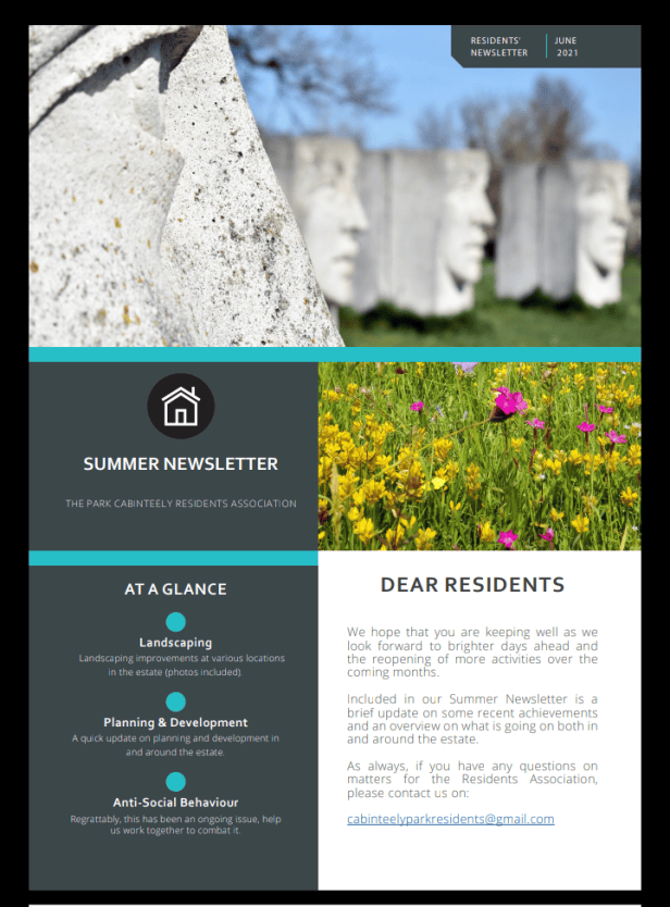 Parks Newsletter Example Email Park Estate Residents Association – Summer Newsletter – Cabinteely Life